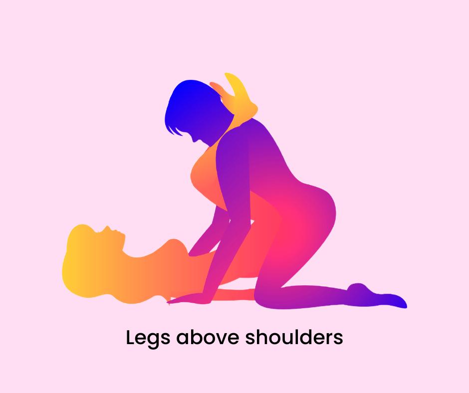 legs above shoulders - best sex position for women